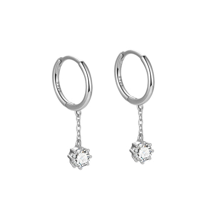 1 Piece Modern Style Simple Style Classic Style Water Droplets Heart Shape Inlay Sterling Silver Zircon Drop Earrings