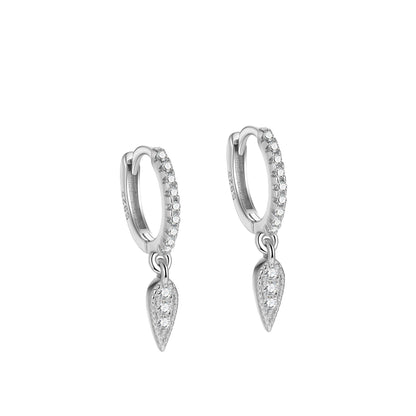 1 Piece Modern Style Simple Style Classic Style Water Droplets Heart Shape Inlay Sterling Silver Zircon Drop Earrings