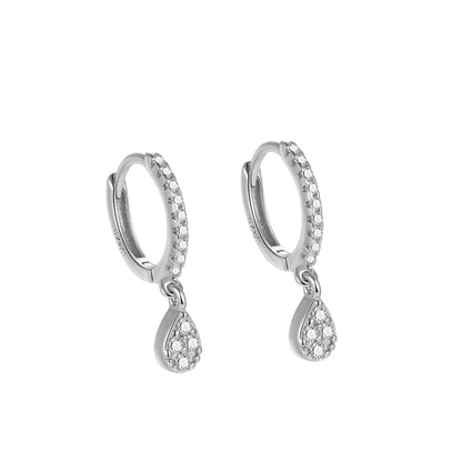 1 Piece Modern Style Simple Style Classic Style Water Droplets Heart Shape Inlay Sterling Silver Zircon Drop Earrings