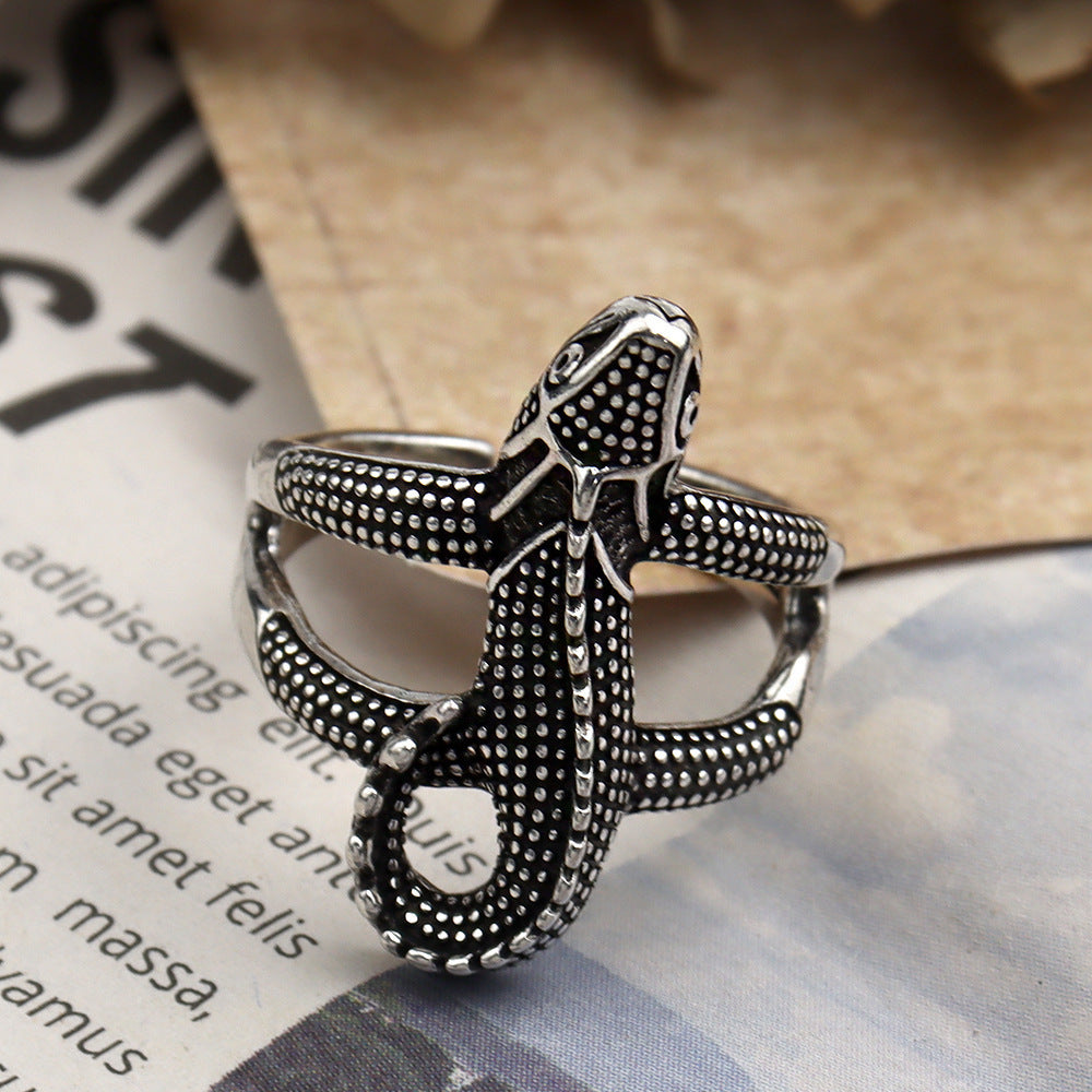 Retro Letter Bear Smiley Face Silver Plated Plating Women's Open Ring 1 Piece