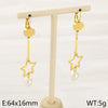 1 Pair Simple Style Star Inlay 304 Stainless Steel Pearl Drop Earrings