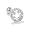 Smiley Face Ear Bone Stud Micro Inlaid Zircon 20g Stainless Steel Rod Piercing Twist Ball Earring