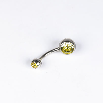 1 Piece Belly Rings Simple Style Color Block Stainless Steel Polishing Inlay Diamond Belly Rings