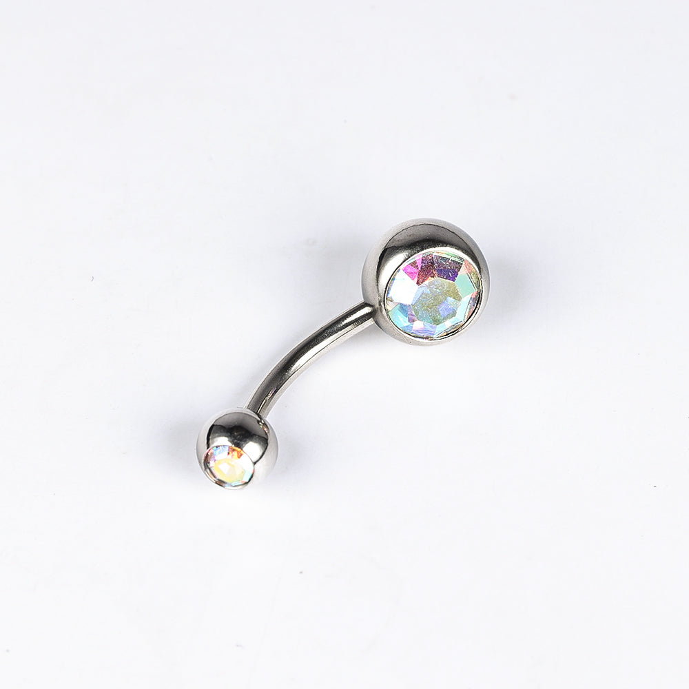 1 Piece Belly Rings Simple Style Color Block Stainless Steel Polishing Inlay Diamond Belly Rings