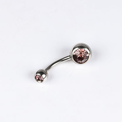 1 Piece Belly Rings Simple Style Color Block Stainless Steel Polishing Inlay Diamond Belly Rings