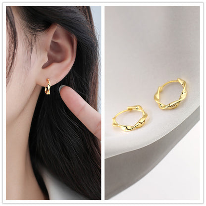 Fashion Circle Heart Shape Smiley Face Silver Earrings Plating 925 Silver Earrings