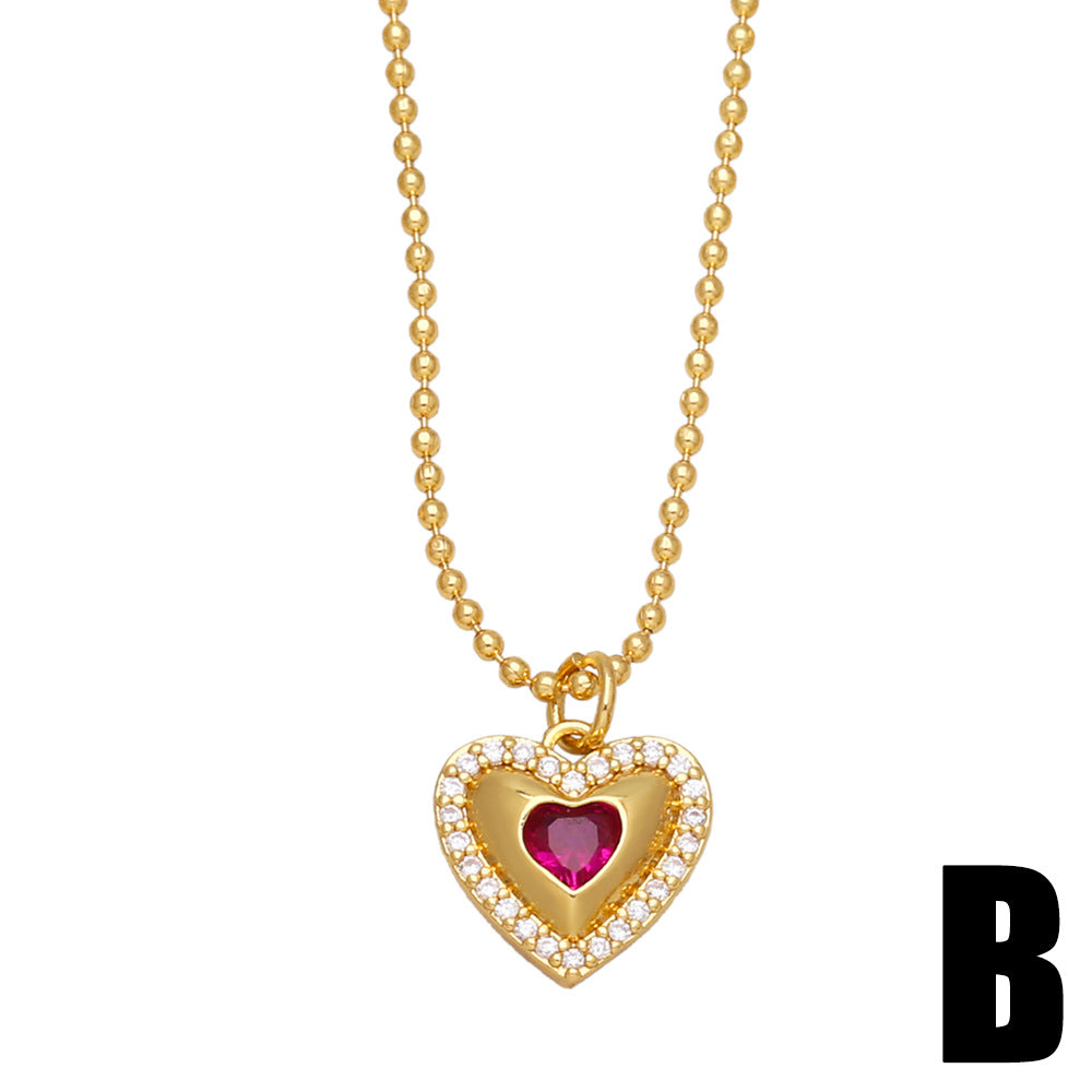 Fashion Devil's Eye Heart Four-leaf Clover Micro Inlaid Colorful Zircon Clavicle Chain Necklace