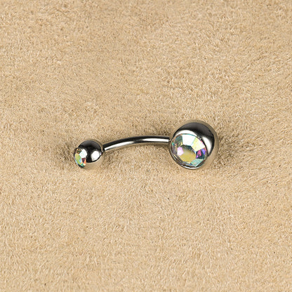 1 Piece Belly Rings Simple Style Color Block Stainless Steel Polishing Inlay Diamond Belly Rings