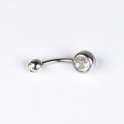 1 Piece Belly Rings Simple Style Color Block Stainless Steel Polishing Inlay Diamond Belly Rings