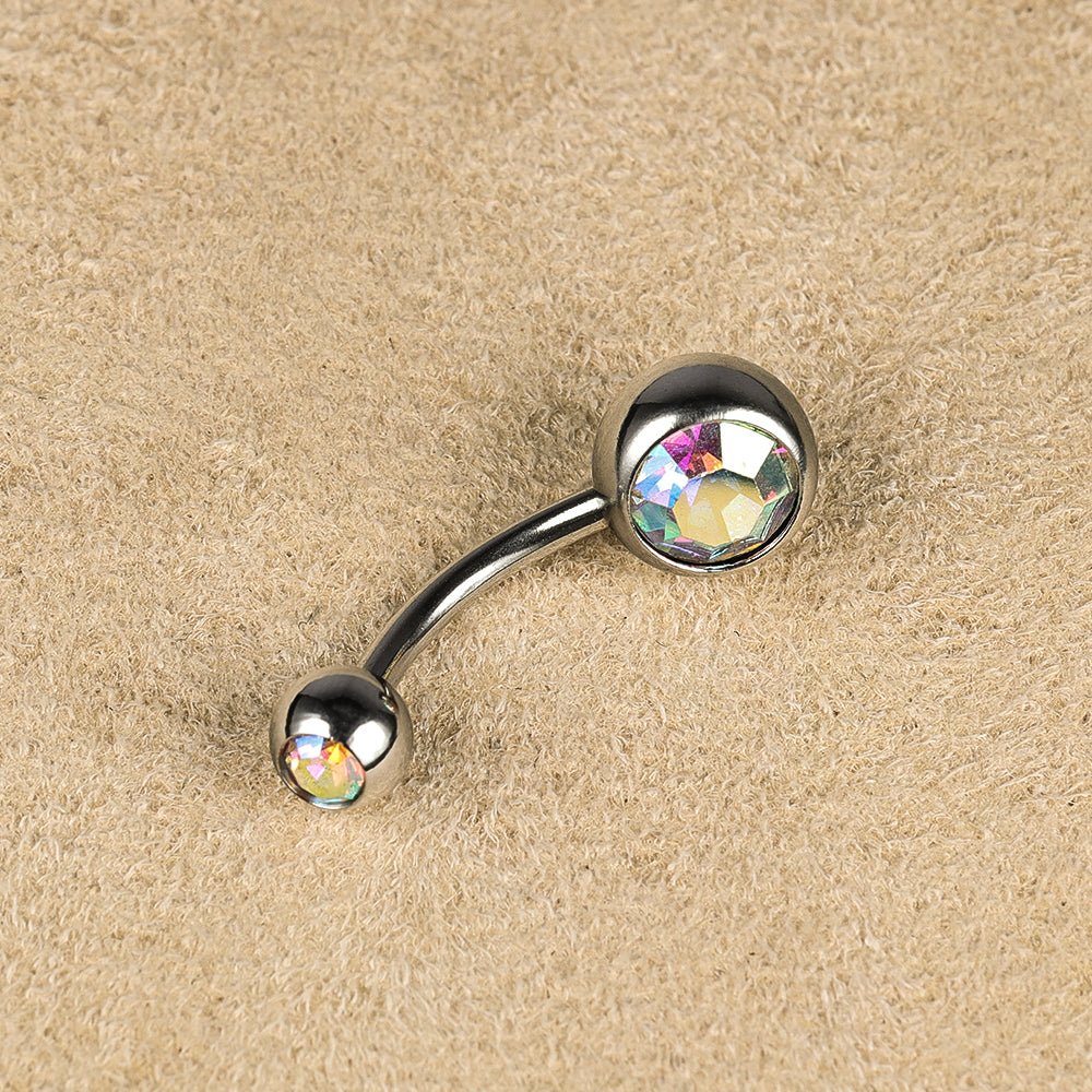 1 Piece Belly Rings Simple Style Color Block Stainless Steel Polishing Inlay Diamond Belly Rings