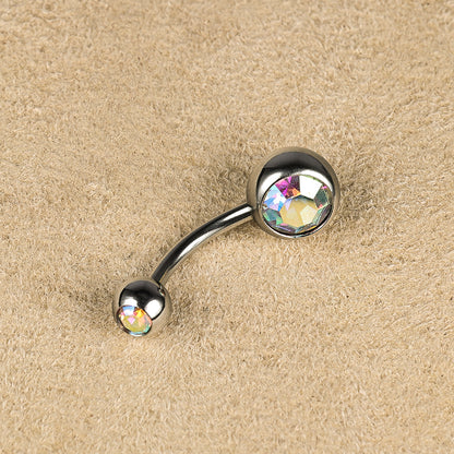 1 Piece Belly Rings Simple Style Color Block Stainless Steel Polishing Inlay Diamond Belly Rings