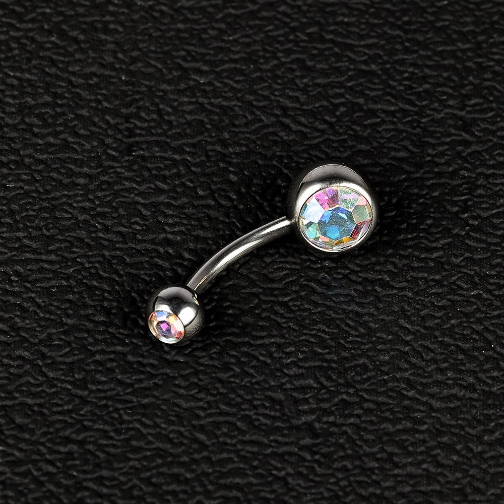 1 Piece Belly Rings Simple Style Color Block Stainless Steel Polishing Inlay Diamond Belly Rings