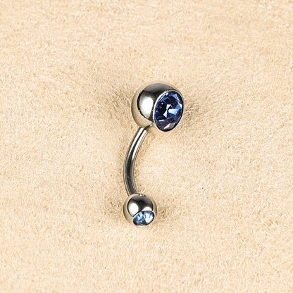 1 Piece Belly Rings Simple Style Color Block Stainless Steel Polishing Inlay Diamond Belly Rings