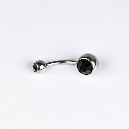 1 Piece Belly Rings Simple Style Color Block Stainless Steel Polishing Inlay Diamond Belly Rings