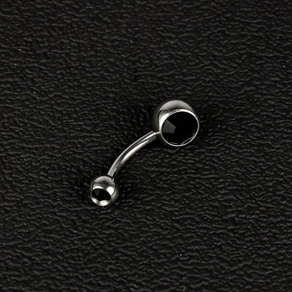 1 Piece Belly Rings Simple Style Color Block Stainless Steel Polishing Inlay Diamond Belly Rings