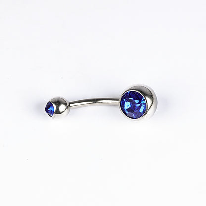 1 Piece Belly Rings Simple Style Color Block Stainless Steel Polishing Inlay Diamond Belly Rings