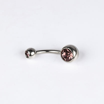 1 Piece Belly Rings Simple Style Color Block Stainless Steel Polishing Inlay Diamond Belly Rings