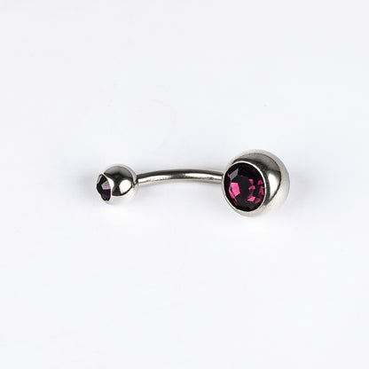 1 Piece Belly Rings Simple Style Color Block Stainless Steel Polishing Inlay Diamond Belly Rings