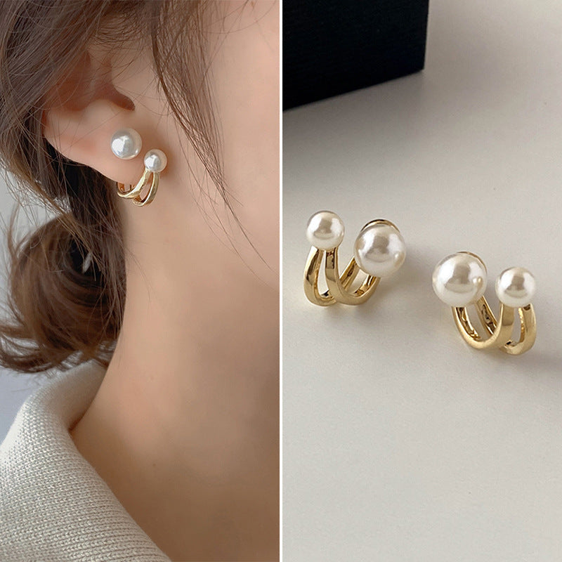 Elegant Geometric Bow Knot Imitation Pearl Alloy Inlay Rhinestones Women's Earrings 1 Pair