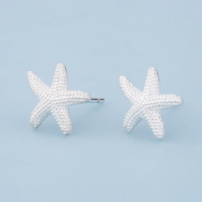 1 Pair Casual Lady Starfish Sterling Silver Silver Plated Ear Studs