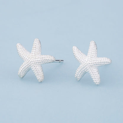 1 Pair Casual Lady Starfish Sterling Silver Silver Plated Ear Studs