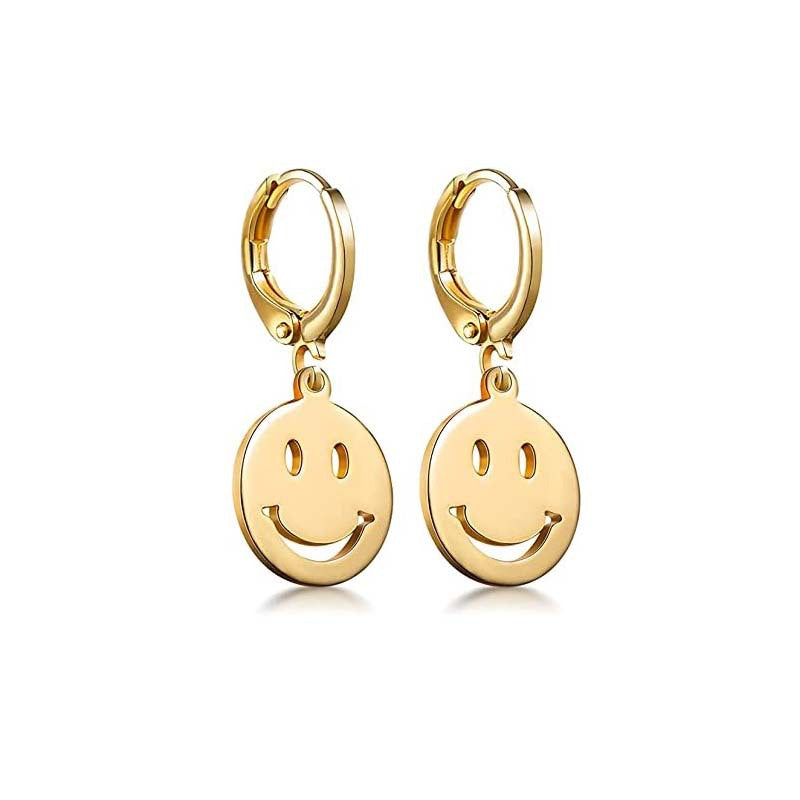 1 Pair Simple Style Heart Shape Smiley Face Lightning Enamel Metal Drop Earrings