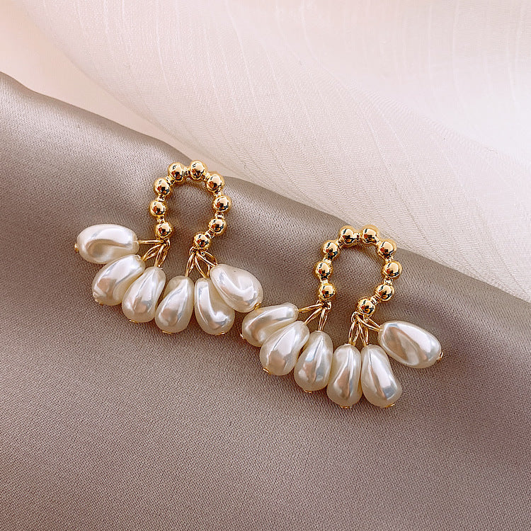 Elegant Geometric Bow Knot Imitation Pearl Alloy Inlay Rhinestones Women's Earrings 1 Pair