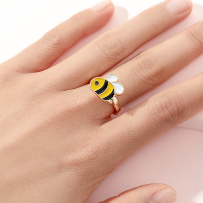 Cute Ice Cream Flower Butterfly Alloy Enamel Kid's Open Ring