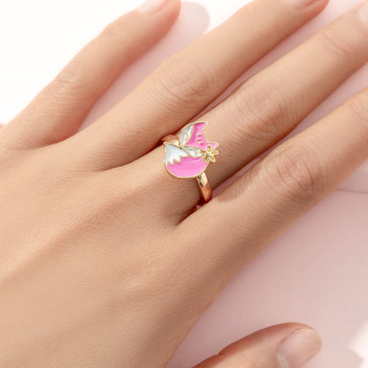 Cute Ice Cream Flower Butterfly Alloy Enamel Kid's Open Ring