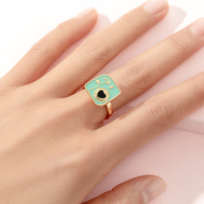 Cute Ice Cream Flower Butterfly Alloy Enamel Kid's Open Ring