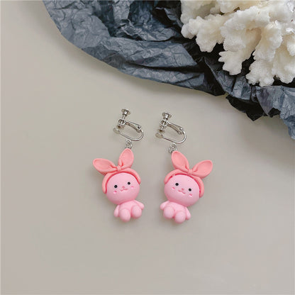 Cartoon Style Animal Resin Women's Drop Earrings Ear Clips 1 Pair