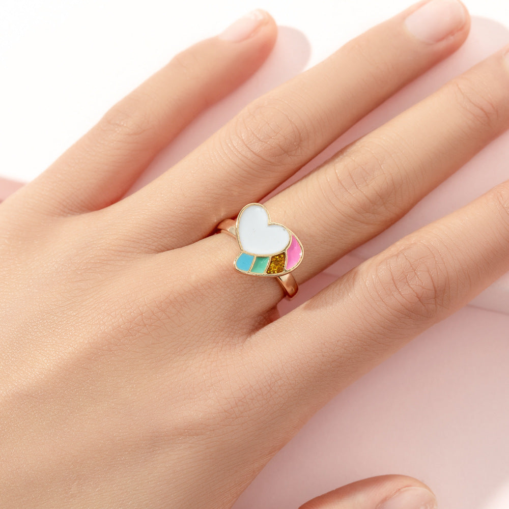 Cute Ice Cream Flower Butterfly Alloy Enamel Kid's Open Ring