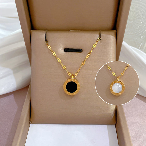 Simple Style Geometric Gourd Titanium Steel Plating Rhinestones Pendant Necklace