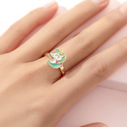 Cute Ice Cream Flower Butterfly Alloy Enamel Kid's Open Ring