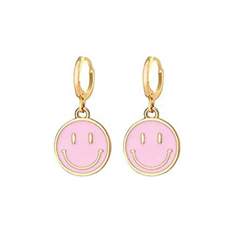 1 Pair Simple Style Smiley Face Butterfly Lightning Metal Enamel Hollow Out Women's Drop Earrings