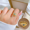 Punk Commute Devil's Eye Brass Gold Plated Artificial Gemstones Open Rings In Bulk