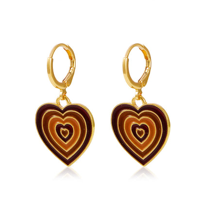 Ins Style Retro Heart Alloy Stoving Varnish No Inlaid Women's Earrings