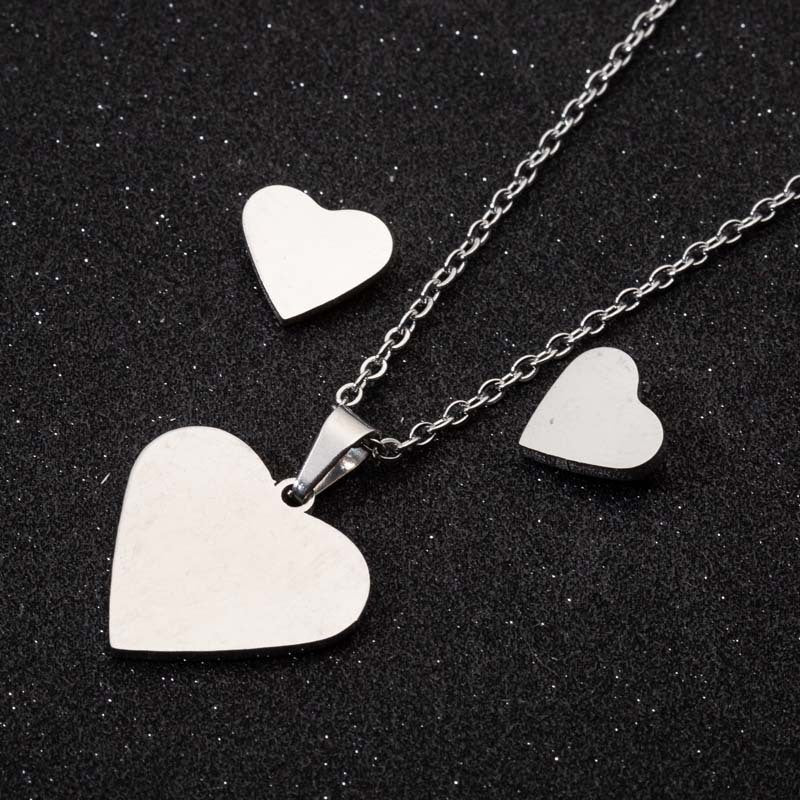 1 Set Simple Style Heart Shape Titanium Steel Plating Earrings Necklace