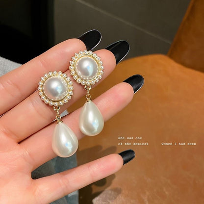 Lady Heart Shape Alloy Inlay Artificial Gemstones Artificial Pearls Women's Drop Earrings