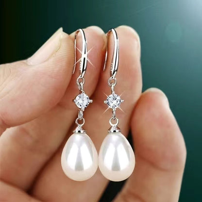 Lady Heart Shape Alloy Inlay Artificial Gemstones Artificial Pearls Women's Drop Earrings