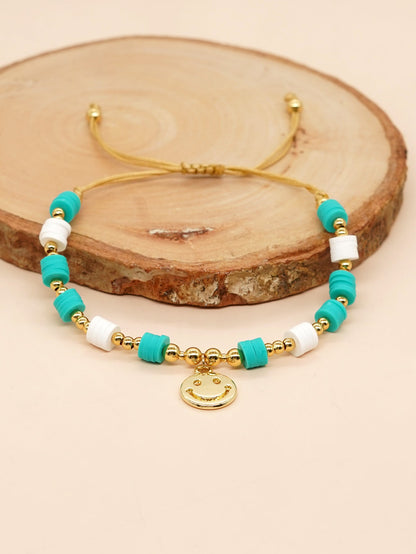 Simple Style Commute Smiley Face Soft Clay Copper Beaded Bracelets