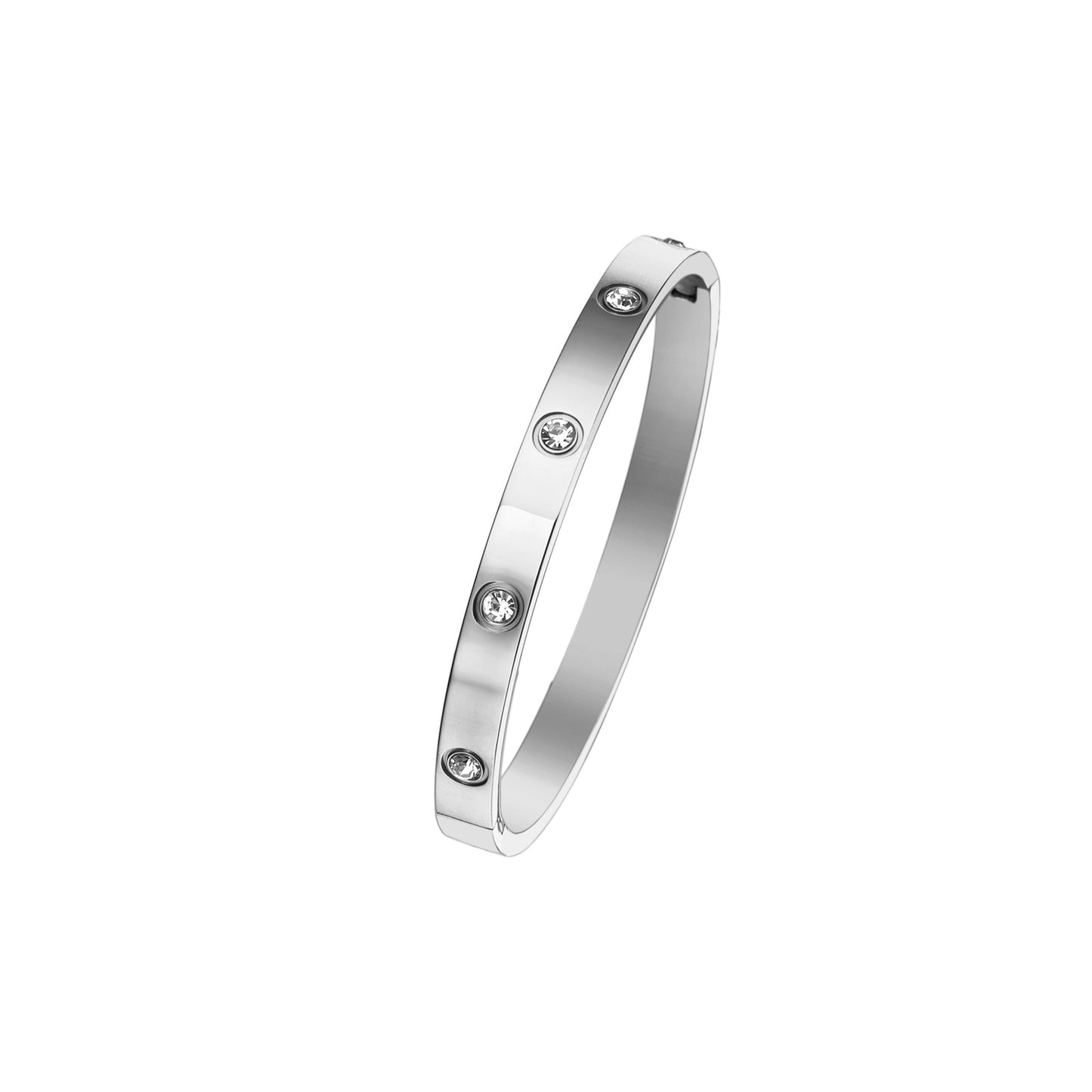 Ins Style Basic Round Titanium Steel Inlay Rhinestones Bangle