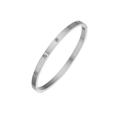 Ins Style Basic Round Titanium Steel Inlay Rhinestones Bangle