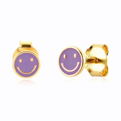 1 Pair Ig Style Simple Style Smiley Face Epoxy Copper Ear Studs