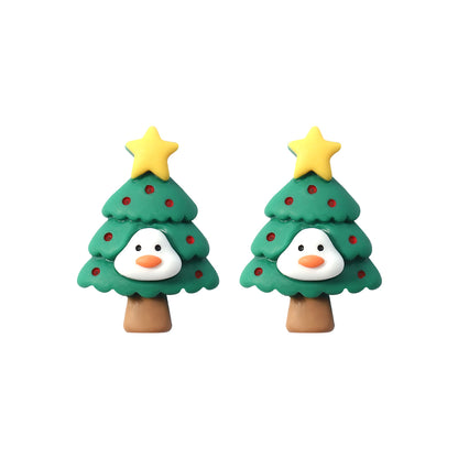 1 Pair Cute Christmas Tree Santa Claus Christmas Socks Three-dimensional Arylic Synthetic Resin Ear Studs