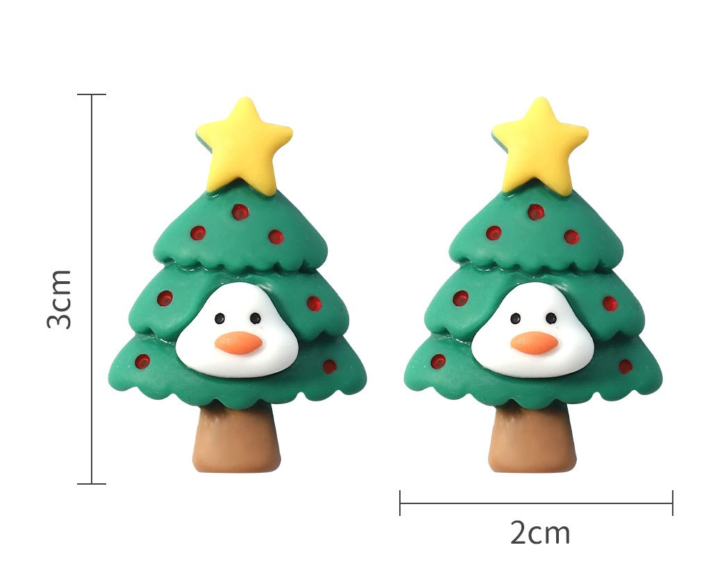 1 Pair Cute Christmas Tree Santa Claus Christmas Socks Three-dimensional Arylic Synthetic Resin Ear Studs