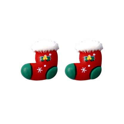 1 Pair Cute Christmas Tree Santa Claus Christmas Socks Three-dimensional Arylic Synthetic Resin Ear Studs