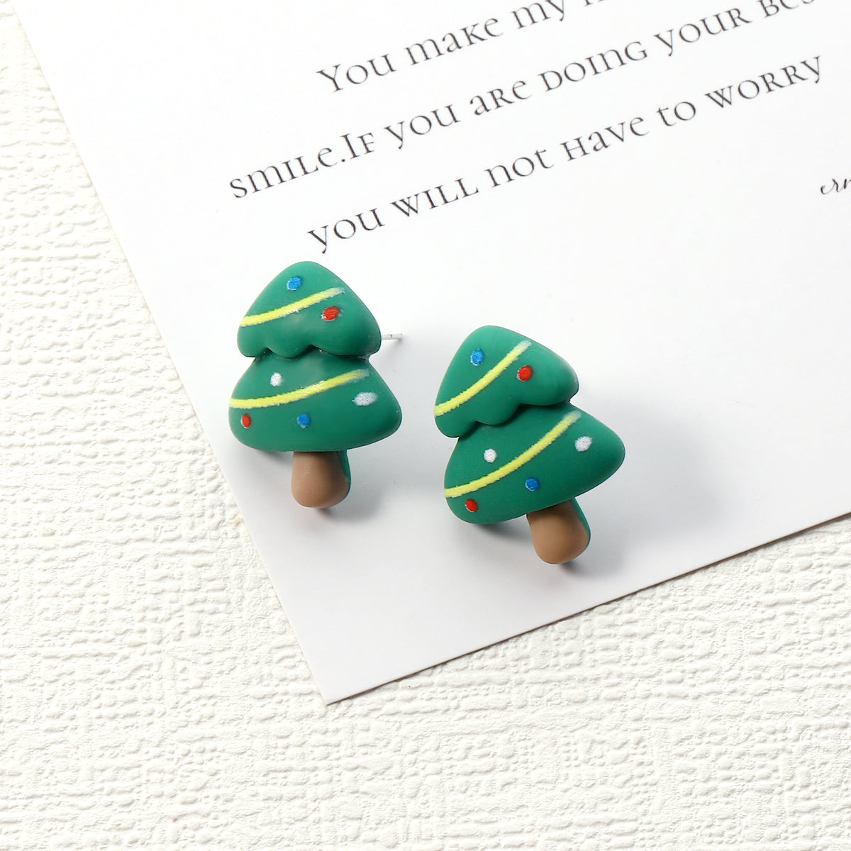 1 Pair Cute Christmas Tree Santa Claus Christmas Socks Three-dimensional Arylic Synthetic Resin Ear Studs