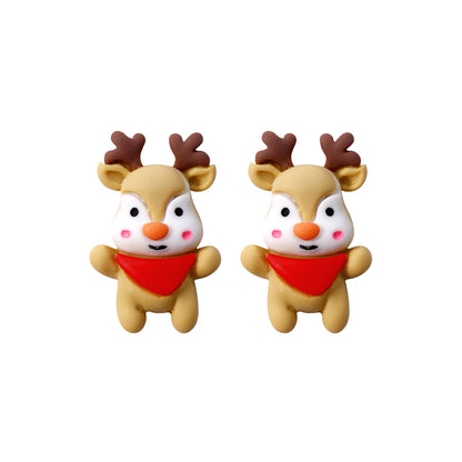 1 Pair Cute Christmas Tree Santa Claus Christmas Socks Three-dimensional Arylic Synthetic Resin Ear Studs