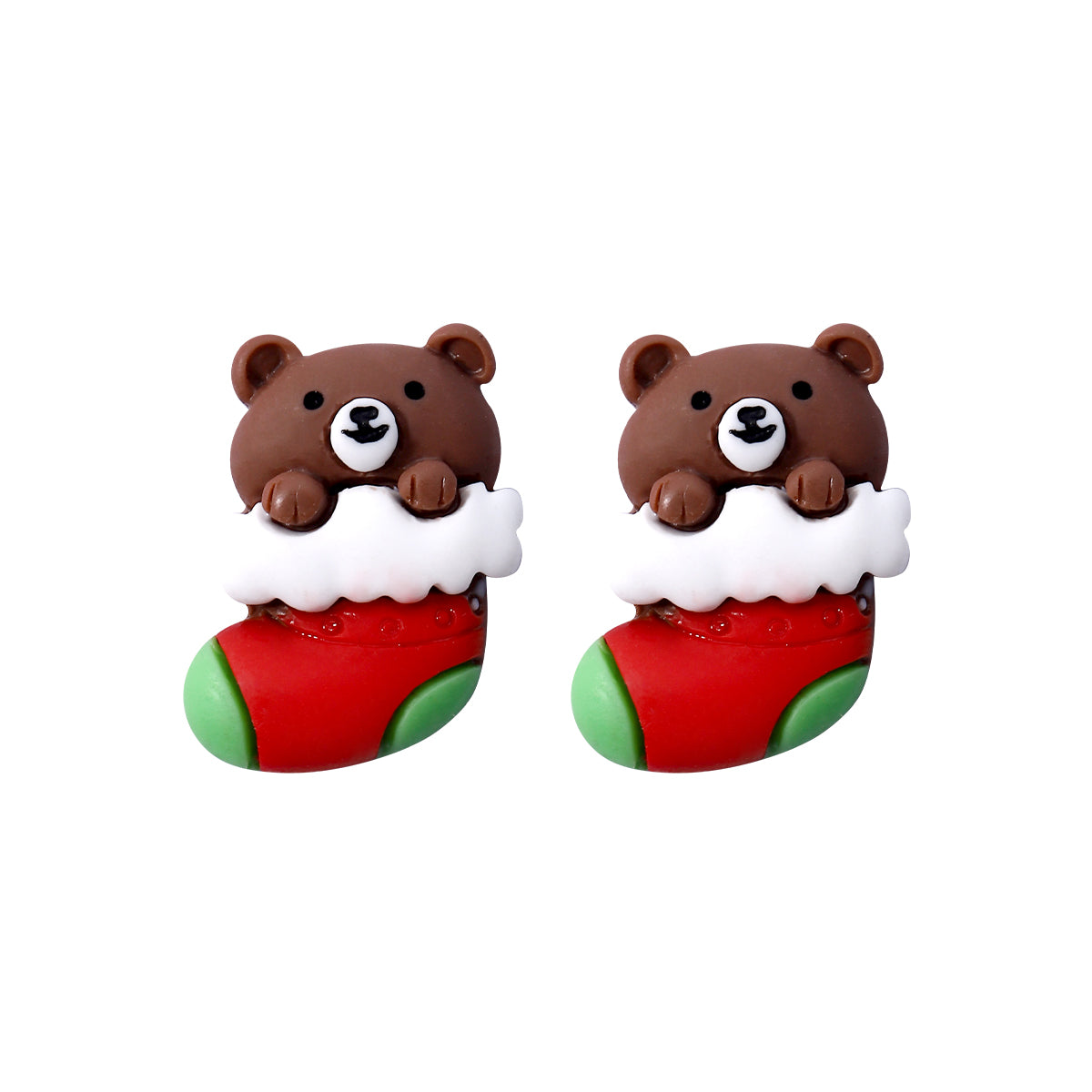 1 Pair Cute Christmas Tree Santa Claus Christmas Socks Three-dimensional Arylic Synthetic Resin Ear Studs